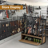Giluta Gun Rack, Wooden Gun Display Stand with Pistol Rack, Gun Rack Storage Display Floor Standing Shotgun Rack for Home or Garage, Holds up to 10 Long Guns and 4 Handguns Giluta