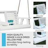 Porchgate Amish Heavy Duty 800 Lb Rollback Console Treated Porch Swing with Hanging Ropes (Semi-Solid White Stain) Porchgate