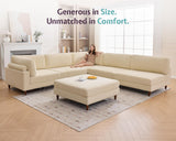 Jocisland Modular Sectional Sofa with 44" Extra Deep Seat,Oversized 6-Seater Modular Sofa for Plus-Size & Big Families, Sectional Couch for Living Room, Easy Assembly, Beige Corduroy Jocisland