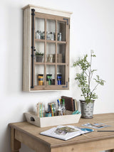 Kate and Laurel Hutchins Decorative Farmhouse Wood Wall Storage Cabinet with Window Pane Glass Door, Rustic and White Kate and Laurel