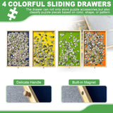 ZZJIHAI 1500 Piece Jigsaw Puzzle Table with Drawers, Adjustable Wooden Rotating Puzzle Board with Legs and Cover, Portable Large Movable Puzzles Tables with Wheels & Storage for Adults ZZJIHAI