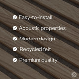 WVH Slatpanel Acoustic Wood Wall Panels (2 x 94.49” x 12.6”, Slatted Oak Veneer Gray Felt) Slatpanel