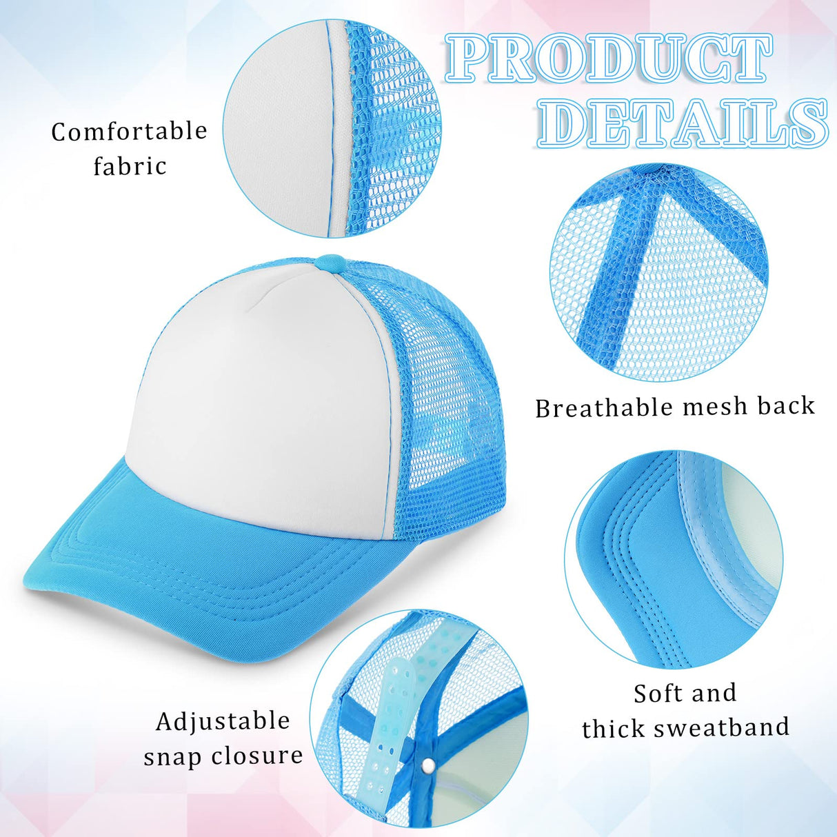 18 Pack Sublimation Blank Polyester Mesh Cap Trucker Summer Mesh Cap Unisex Two Tone and Solid Trucker Hats Blank Snapback Hat Sublimation Blank Mesh Baseball Cap for Men Women Tarpop