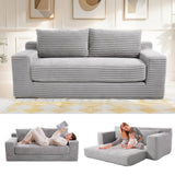 Fefances Loveseat Sofa Bed Boneless Couch, Convertible 2-in-1 Design, Corduroy Fabric - Compact Memory Foam Couch for Small Spaces, Apartments, Home Office & Bedroom （Grey） Fefances