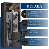 2-3 Gun Safe for Rifles & Pistols - Rifle Safe for Home, Gun Cabinet for Shotguns with Removable Shelf - Quick Access Firearm Safe, Silent Mode, Led Light - Secure Gun Locker Marcree