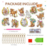 Keluna Diamond Art Horse Keychains - 12 Pcs Diamond Painting Keychains Kits, Western Cowboy Watercolor Flower Horse, DIY Key Chain Crafts Art Kits for Adult Keluna