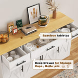 Vongrasig Buffet Cabinet with Drawers, 53” Large Sideboard Buffet Kitchen Storage Cabinet, Modern Farmhouse Coffee Bar with Shelves and Doors, Wood Buffet Table for Kitchen, Dining Room, White Vongrasig