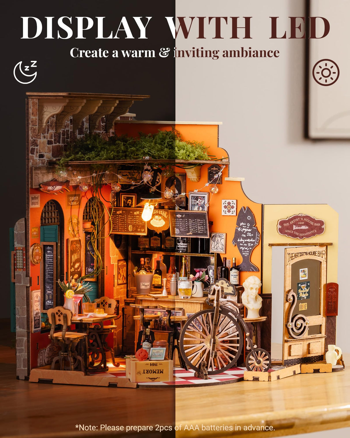 Rolife DIY Miniature House Kit Cheers Bar Dining, 3D Book Nook Bookshelf Decor for Adults, Mini Model House Kits, DIY Crafts Kit Halloween for Adults (Cheers Bar Dining) Rolife