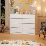 GarveeHome White 8 Drawer Dressers for Bedroom, Chest of Drawers with Deep Drawers, Large Double Dresser for Closet with Wide Top, Horizontal Wooden Dresser for Living Room, Hallway, Kids Room GarveeHome