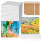 24 Pieces Sublimation Coasters, GOH DODD Glossy Ceramic Tiles for Crafts White Glazed Blanks with Cork for Drinks DIY Crafts Alcohol Ink Painting Heat Transfer Home Kitchen Decor, 4.25 Inch, Square GOH DODD