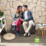Tangkula 34 Gallon Outdoor Storage Bench with Seat Cushion, Patio Mix Brown Wicker Deck Box with Waterproof Liner and Side Handles, Outdoor Storage Bench for Cushions, Garden Tools, Pool Accessories Tangkula