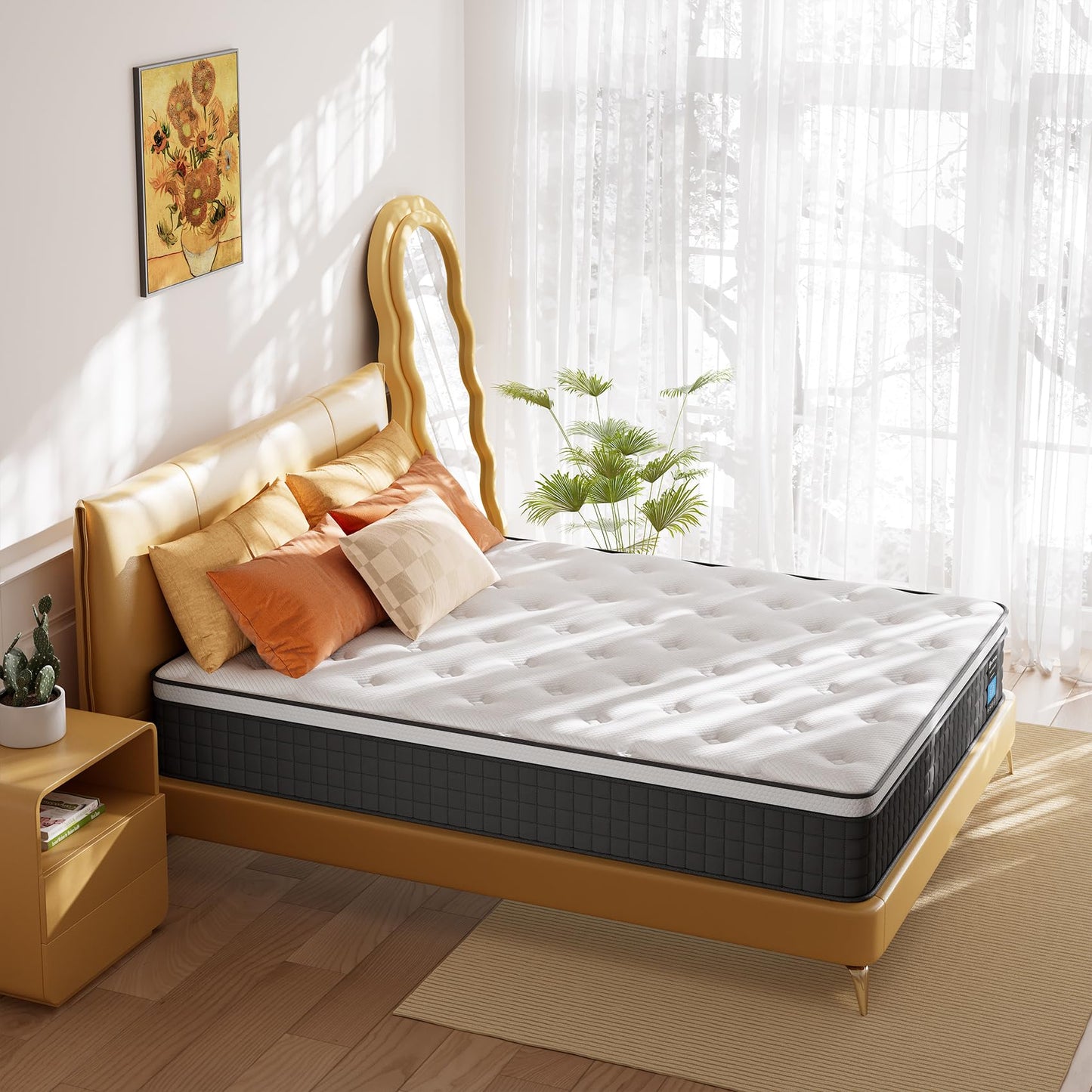 Queen Mattress, 8 Inch Queen Size Mattresses, Hybrid Mattress in a Box with Memory Foam and Independent Spring, Soft and Comfortable, Pressure Relief, Cool and Breathable, CertiPUR-US, Medium Firm