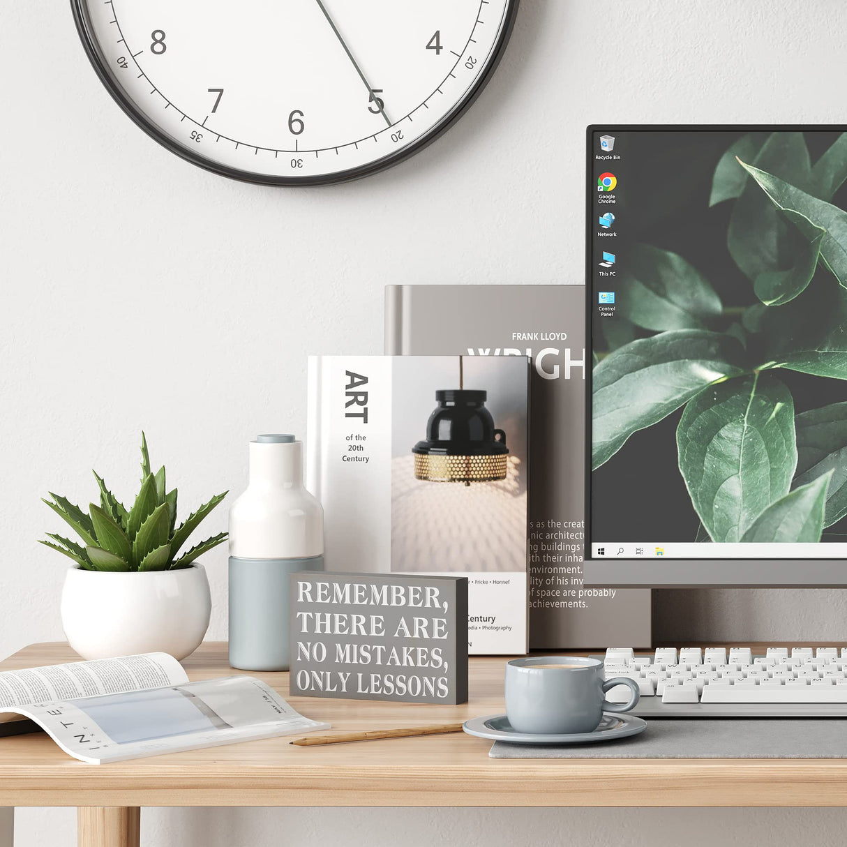 Barnyard Designs Wooden Box Sign Motivational Desk Decor, Inspirational Office Desk Decorations for Women Office Bathroom Shelf Décor (No Mistakes) Barnyard Designs