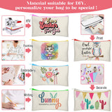 Legigo 12 Pack Blank DIY Craft Bag Canvas Pencil Case Blank Makeup Bags- Beige Canvas Pencil Pouch Bulk Canvas Cosmetic Bag Multi-Purpose Travel Toiletry Bag Canvas Color Zipper Bags 8.3 × 5 Inch Legigo