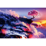Ingooood- Jigsaw Puzzle 1000 Pieces for Adult- Fantasy Series- Cherry Blossom on Lava_IG-1266 Entertainment Wooden Puzzles Toys Ingooood