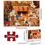 1000 Pcs Christmas Cat Jigsaw Puzzles, Challenging Puzzles Xmas Family Game Puzzles for Adults Cat Lovers Supplies Hxezoc
