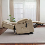 MCombo Large Triple Motor Power Lift Recliner Chair with Massage and Heat for Elderly People, Adjustable Headrest, Infinite Position, USB Ports, Fabric 7662 (Beige, Large) MCombo