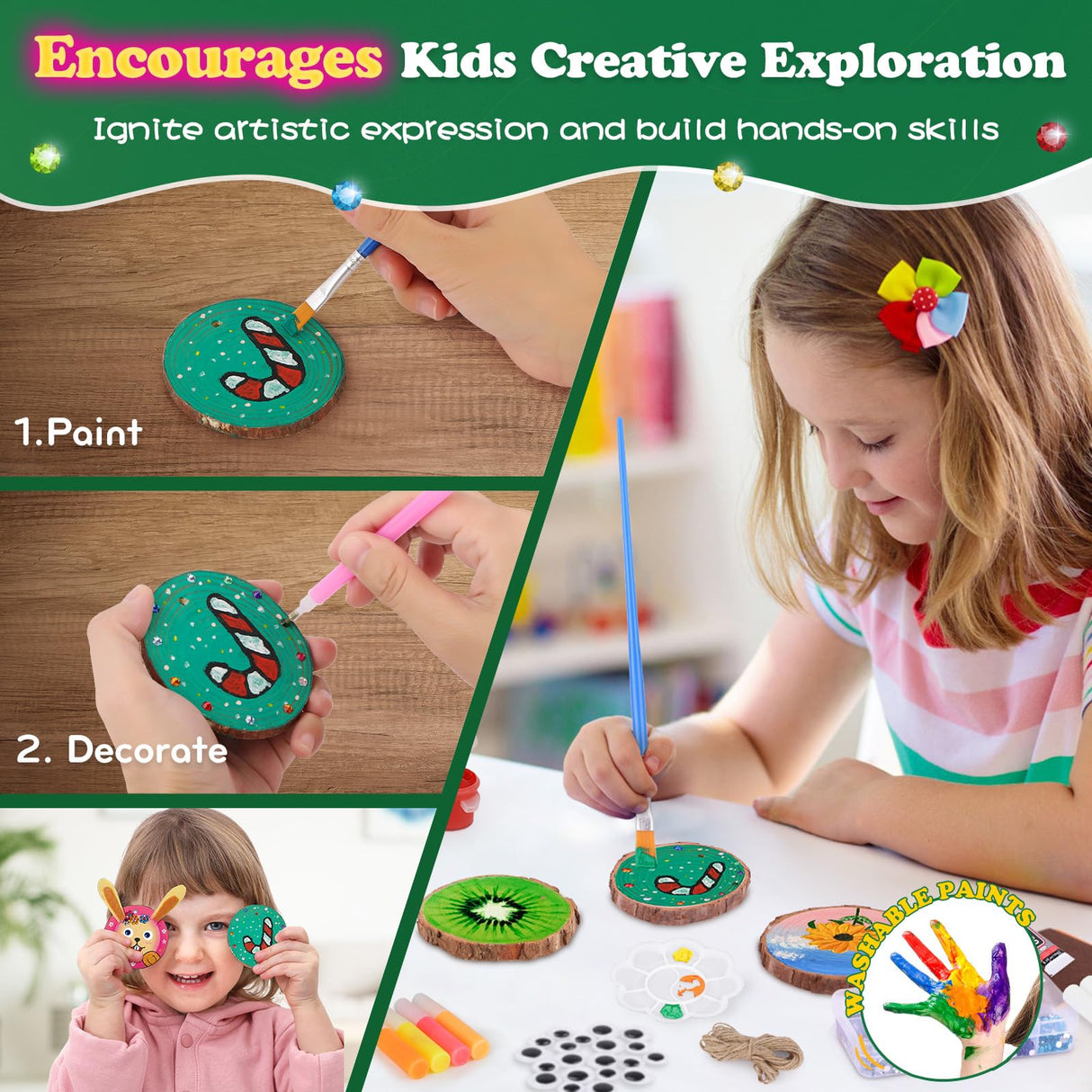 Alotwan Kids Wood Painting Kit Glow in The Dark - Arts and Crafts for Kids Ages 5-12, Easter Crafts Gifts for Girls Boys Birthday, Art Supplies for 5 6 7 8 9 10 11 12 Year Old Alotwan