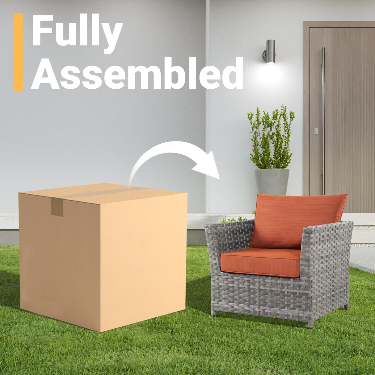 CAODOC 13 Pieces Outdoor Patio Furniture Set Wicker Sectional Sofa with Rocking Chair Tea Table Patio Rattan Conversation Set CAODOC