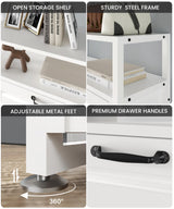 HAIOOU Shoe Cabinet with 3 Flip Drawers, Slim Wooden Shoe Rack Freestanding Storage Organizer Stand with 3 Flip Doors, Robust Metal Frame, Open Storage Shelf for 15-18 Pairs - White HAIOOU