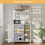 LegacyAmerhome Bakers Rack with Storage, 7-Tiers Large Bakers Rack with Power Outlet, Kitchen Microwave Stand Cabinet, Coffee Bar Cabinet with Storage Shelf, for Kitchen Living Room Pantry, White LegacyAmerhome