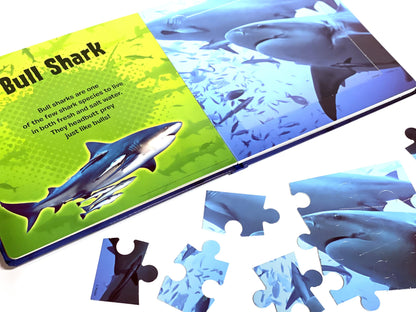 Phidal World of Sharks My First Puzzle Book - Jigsaw Puzzles for kids, 10-page board book, 5 puzzles to enjoy