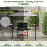 HAPPYGRILL 8 x 5 FT BBQ Grill Gazebo with 2 Side Shelves, Storage Basket, Hanging Hooks, Bottle Opener, Double-Tiered Top, Metal Frame, Outdoor Barbecue Canopy, Grilling Shelter for Patio Garden Yard HAPPYGRILL