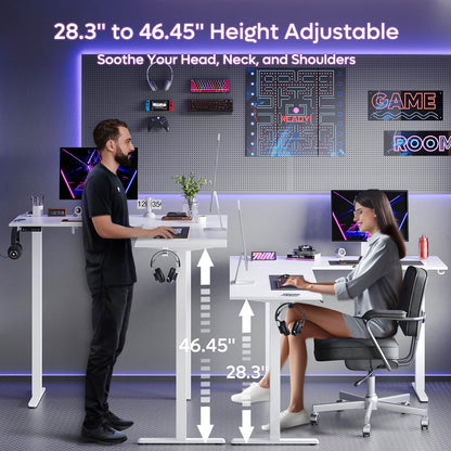 Bestier Electric Standing Desk Adjustable Height, 63 x 55 inch L-Shaped Sit Stand Desk with Dual Motor, Large Raising Desk Home Office Stand Up Corner Desk Computer Workstation, White - WoodArtSupply