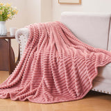 BEDELITE Fleece Throw Blanket for Couch – 3D Ribbed Jacquard Soft and Warm Decorative Fuzzy Blanket – Cozy, Fluffy, Plush Lightweight Pink Throw Blankets for Bed, Sofa, 50x60 inches BEDELITE