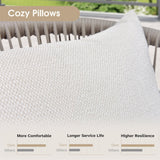 PURPLE LEAF 9 Pieces Outdoor Metal Furniture Set Patio Conversation Sets Dining Set, 1 Square Dining Table and 8 Modern Chairs with Cushions Seat Champagne PURPLE LEAF