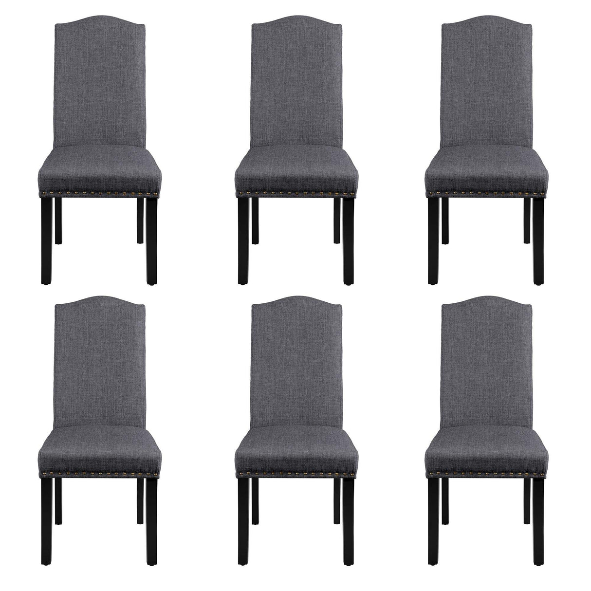 Yaheetech Dining Chairs with Rubber Wood Legs and Non-Woven Fabric Armless Chairs for Kitchen Living Room Hotel Wedding Lounge Reception, Set of 6, Dark Gray Yaheetech
