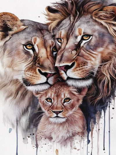 GMETINC 5D Diamond Painting Kits for Adults, Lion Family Diamond Art Kits for Adults Beginner, DIY Full Drill Diamond Dots Paintings with Gem Art and Crafts Home Wall Decor 12 * 16inch