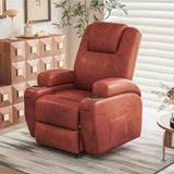 Electric Power Lift Recliner Chair with Massage for Elderly Corduroy Fabric Recliner Single Sofa with Cup Holders, Side Pockets and Remote Control for Living Room Bedroom (Leathaire, Brown) Furmax