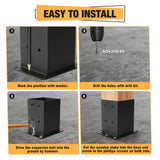 ICokin 4×4 Post Base 8 Pcs,Deck Post Brackets,Inner Size (3.6"x3.6“）Heavy Duty Powder-Coated Steel Post Bracket Fit for Outdoor Pavilion, Deck Railing ,Support Deck Base Plate,Pergola ICokin