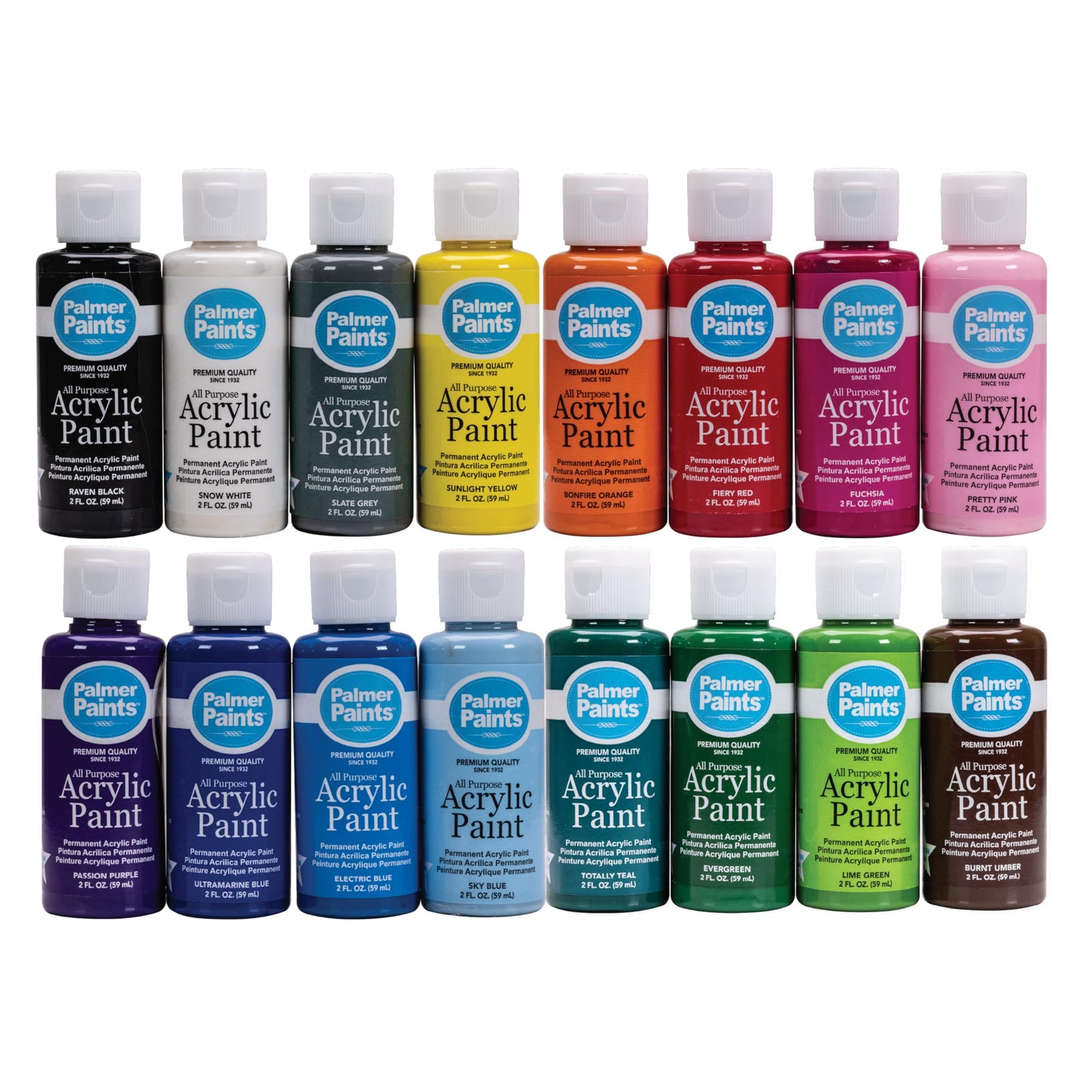 Palmer 2oz 16 Color Acrylic Paint Set, Perfect Color Selection - WoodArtSupply