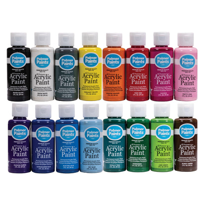 Palmer 2oz 16 Color Acrylic Paint Set, Perfect Color Selection - WoodArtSupply