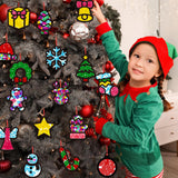 32 Set Christmas DIY Craft Kits，Christmas Tissue Paper Sign Craft Kit Christmas Tree Ornaments Suncatchers Craft Craft for Winter Xmas Classroom School Decorations DIY Art Project Activities Cinrobiye