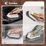 Eyliden Scrub Brush, 2 Pack Heavy-Duty Stiff Bristles Cleaning Brush, Natural Bamboo Handle, Multi Purpose Scrub Brushes for Bathroom Floor Tub Shower Kitchen Sink Carpet & Other Surface, Grey+White Eyliden