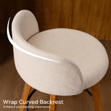 EYYTHUNG 26" Counter Height Bar Stools Set of 2 Mid Century Modern Farmhouse Swivel Barstools Chenille Fabric Upholstered Bar Height Island Chairs with Curved Backrest for Kitchen Island, Beige EYYTHUNG