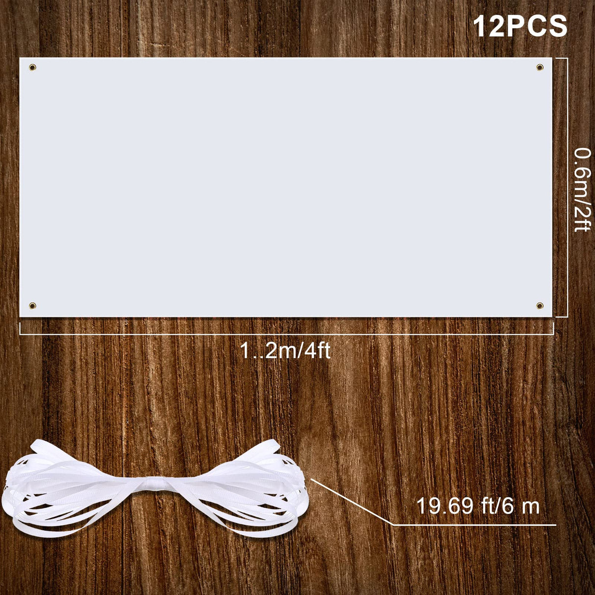 Shimeyao 12 Pcs 2 x 4 ft Sublimation First Day of School Banner Blank White Banner with Rope Paintable Shower Party Decoration Large Polyester Wedding Sign DIY Business Material Indoor Outdoor Shimeyao