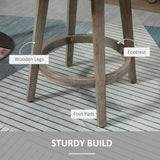 HOMCOM 26" Counter Height Bar Stools, Linen Fabric Kitchen Stools with Nailhead Trim, Rubber Wood Legs and Footrest for Dining Room, Counter, Pub, Set of 2, Cream White HOMCOM