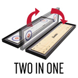 Franklin Sports 2-in-1 Shuffleboard Table and Curling Set - Portable Tabletop Set includes 8 Rolling Mini Pucks - 45" Franklin Sports