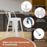 ALISH 24 Inch Bar Stools Set of 4, Industrial Metal Barstools Farmhouse Bar Chairs with Large Seat for Kitchen Island (24 Inch, White) ALISH