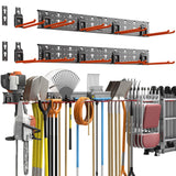 TORACK Garden Tool Organizer Wall Mount, Garage Folding Chair Storage Rack, Tools Rack for Shovels, Rakes, Broom, Ladders, Hooks for Keyhole Style Shelving Unit TORACK