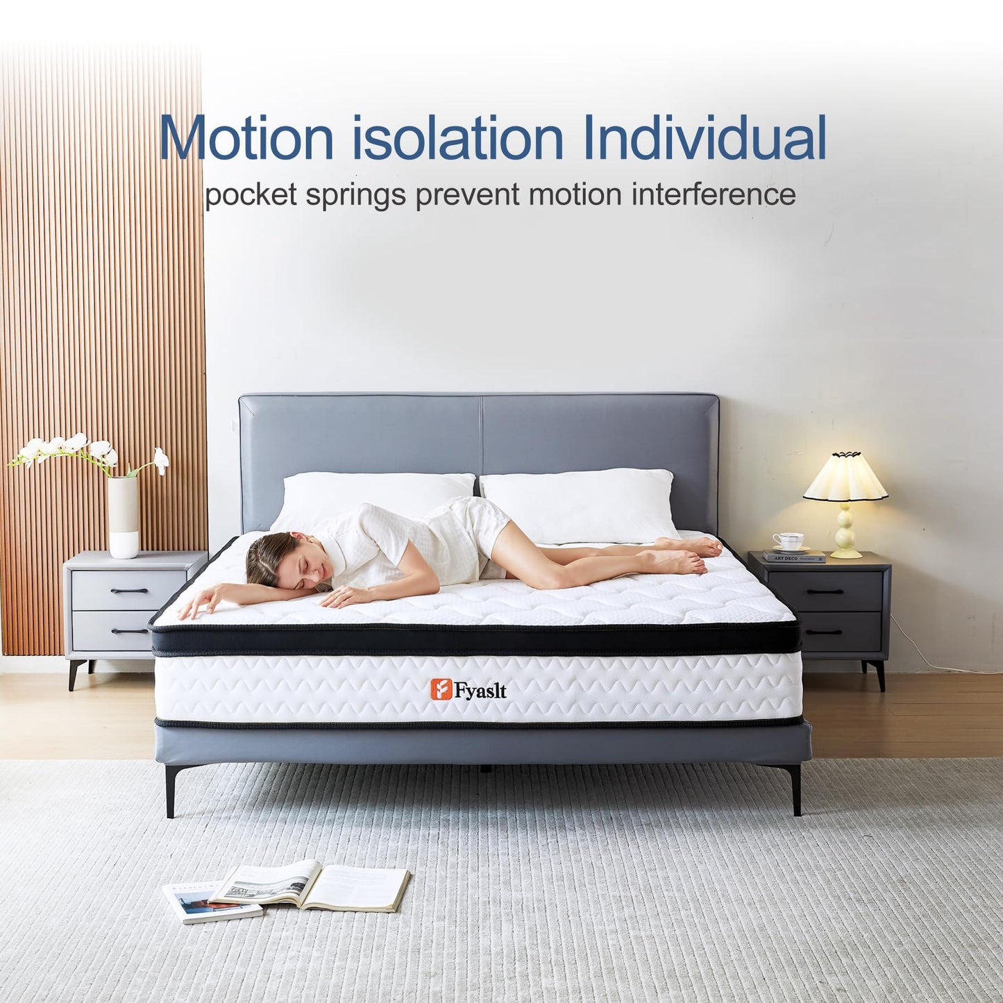 King Size Mattress, 12 Inch Memory Foam Hybrid Mattress King, Pocket Spring Mattress in a Box for Motion Isolation,Strong Edge Support, Pressure Relief, Plush Feel, CertiPUR-US,100 Nights Trial