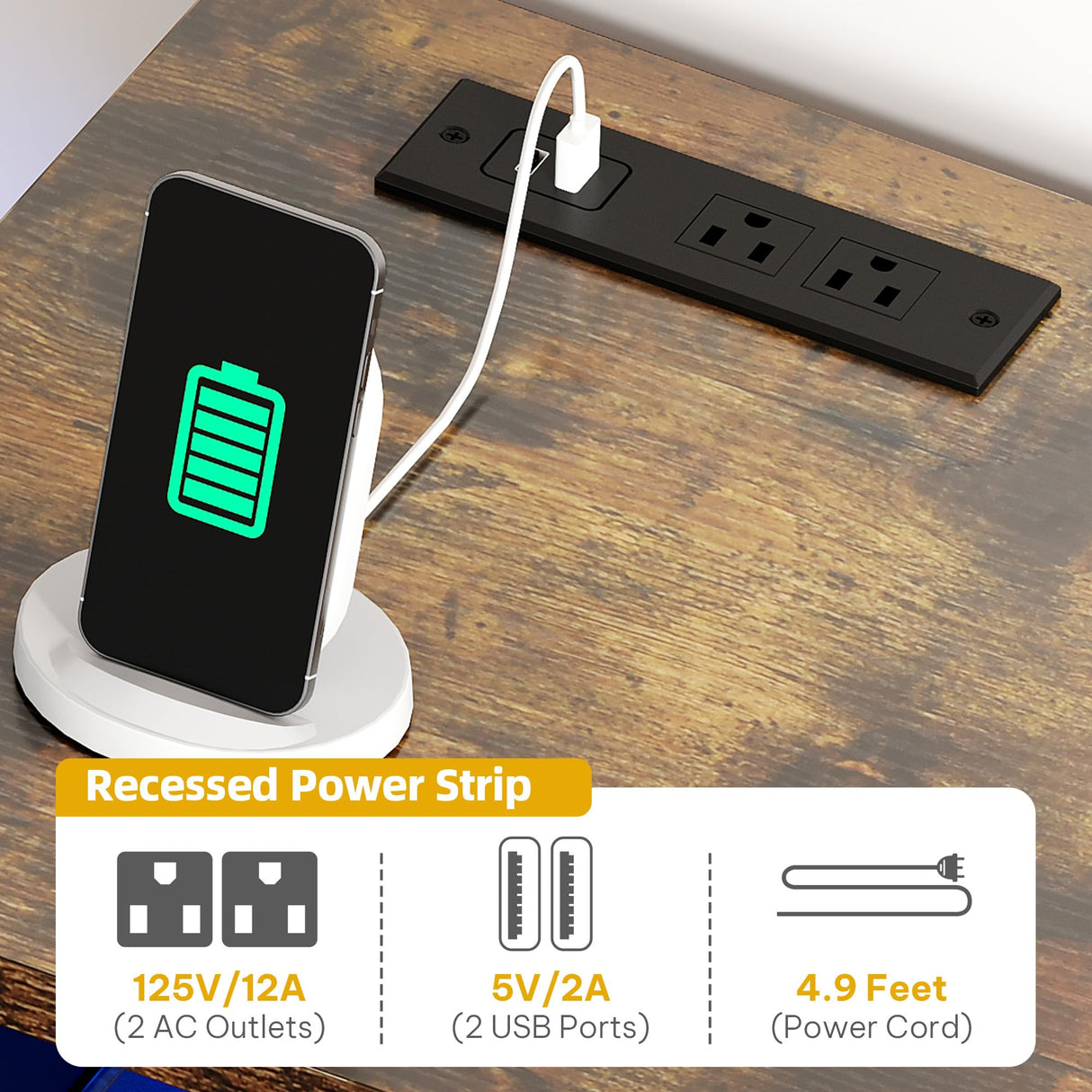 DWVO Entertainment Center with Bookshelves, LED TV Stand for 65/60 inch TV, Retro TV Stand for Living Room with 2 Industrial 4-Tier Bookshelves & Power Outlets,Rustic Brown DWVO