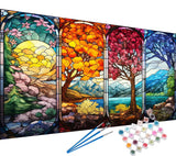 YALKIN Paint by Number for Adult Kits, DIY Four Season Trees Oil Acrylic Painting Kits for Adults Beginners on Canvas for Home Wall Decor Gifts 40x80CM/15.8x31.5in (No Frame) YALKIN