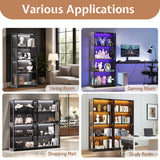 Jocisland 18x14 Inch Display Cabinet with RGB Lights, 4-Tier Storage Display Case for Collectibles, Adjustable Shelves, MDF and Tempered Glass, Black Jocisland