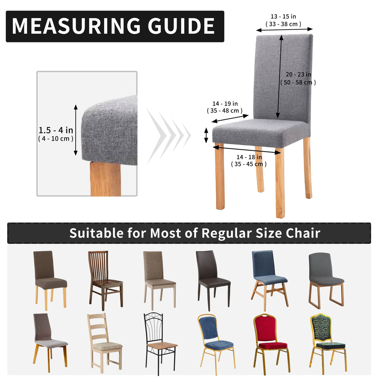 Easy-Going 100% Waterproof Dining Room Chair Cover Set of 6, Stretch Jacquard Parson Chair Slipcover Removable Washable Chair Protector for Home, Restaurant, Banquet (Large, Light Gray) Easy-Going