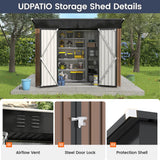 UDPATIO Outdoor Storage Shed 8x4 FT, Outside Sheds & Outdoor Storage Metal Galvanized Steel Yard, Patio, Lawn, Tool Shed with Lockable Door for Can, Bike, Lawnmower, Generator,Brown UDPATIO